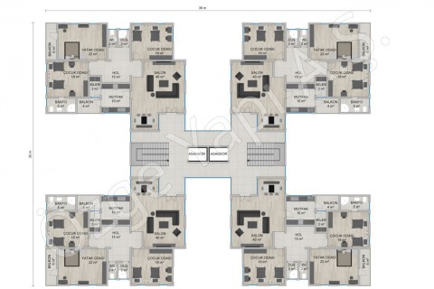 Apartman 4668 m2- Kat Planları