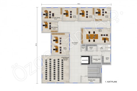 Ofis 697 m2 - 1. Kat