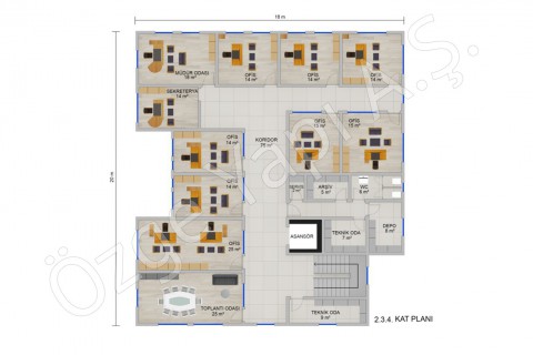 Ofis 697 m2 - 2. 3. ve 4. Kat