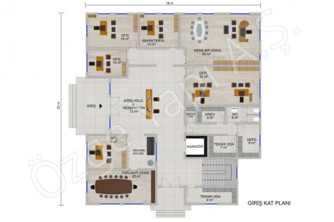 Ofis 697 m2 - Zemin Kat