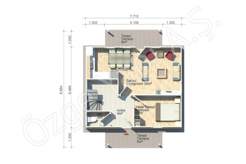 Erguvan 124 m2 - Zemin Kat